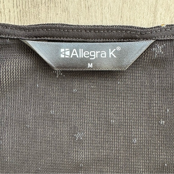 Allegra K Black and Gold Ruched Long Sleeve Blouse Sheer - Picture 2 of 7